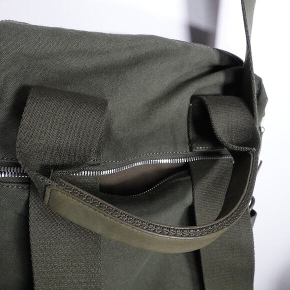 Quince Canvas Convertible Backpack Hunter Green Organic Cotton Leather Trim main image 10